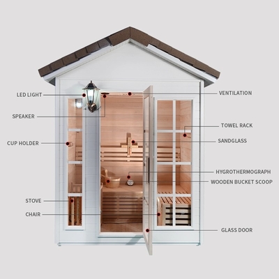 Madeira maciça Cedar Steam Sauna Room vermelho 1 pessoa com o fogão 6KW