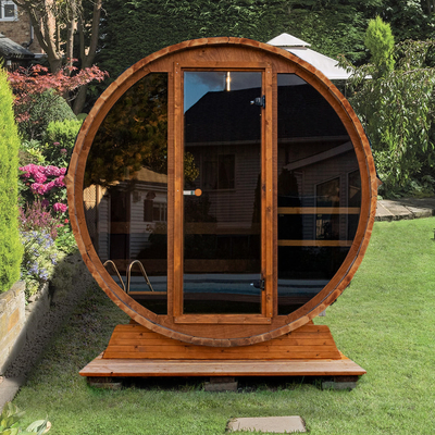 Sala vermelha de Cedar Dark Glass Outdoor Sauna para a pessoa 6
