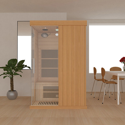 Sauna infravermelha distante Precut de madeira de 2 pessoas com a porta de vidro moderada transparente