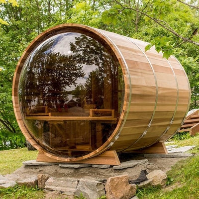 Barril de Madeira com Janela Panorâmica a Vapor ao Ar Livre Sauna com Fogão Elétrico