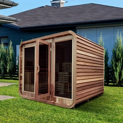 Cedar Steam Sauna Rounded Square rústico exterior com telhado da telha do betume