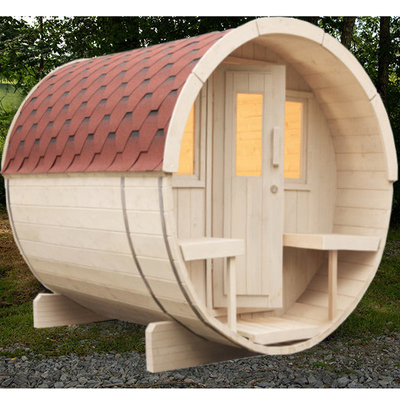 Sauna de barril exterior de madeira maciça hemlock cedro Sauna de vapor úmido Sala de sauna tradicional