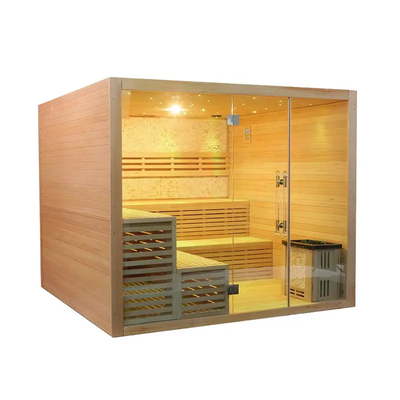 Sala de Sauna tradicional com fogão a vapor Premium Hemlock Sauna interior seca com vapor