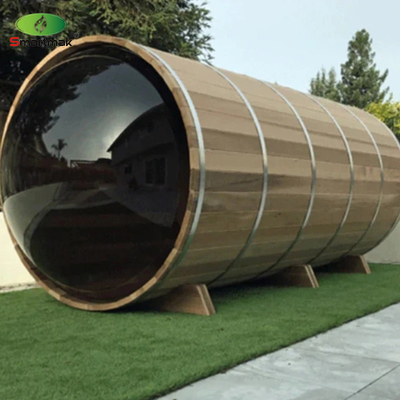 Sauna panorâmica de barril de vidro de madeira para uso doméstico Sauna de vapor Sala