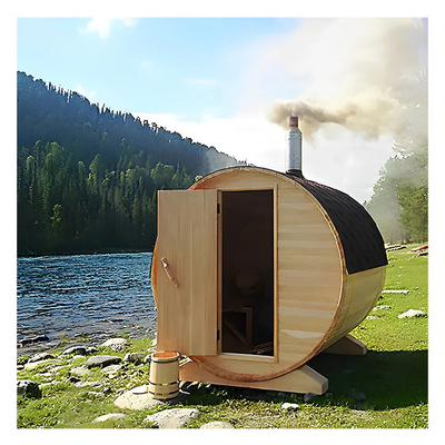 Sauna de barril de vapor de cedro vermelho canadense com aquecedor de fogão