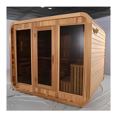 Canadian Red Cedar Cube Sala de Sauna Seca ao ar livre Sauna tradicional a lenha