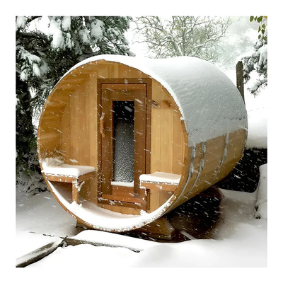 Sauna de barril de madeira com porta de vidro temperado de 8 mm Capacidade de 2 a 8 pessoas Voltagem 220V/380V