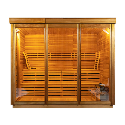 Sala de Sauna a Vapor Hemlock com gerador de ozônio de luz LED e painel de controle de tela sensível ao toque