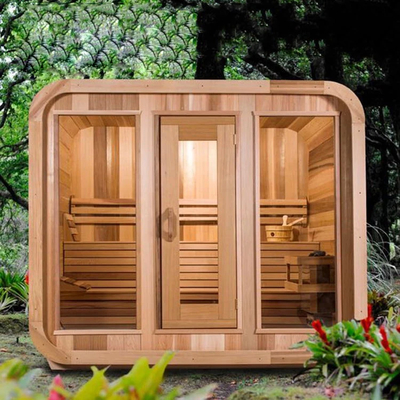 Sauna seca ao ar livre de luxo para 5 a 6 pessoas Ventilação ajustável Faixa de temperatura de 15 a 90 ° C