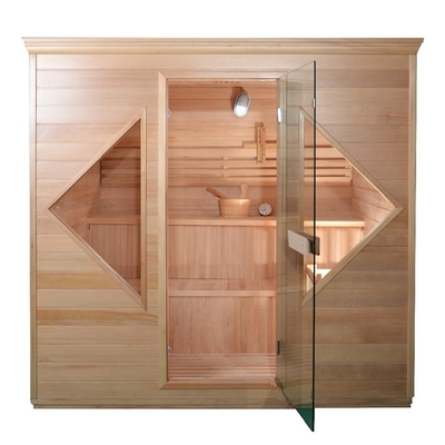 Sequoia vermelha de madeira Cedar Home Steam Sauna Room do puxador da porta com leitura da luz