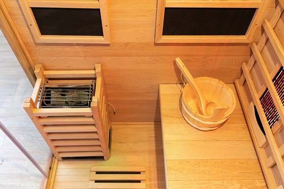 Infravermelho do sistema e sala dobro da sauna da madeira do vapor para o uso da família