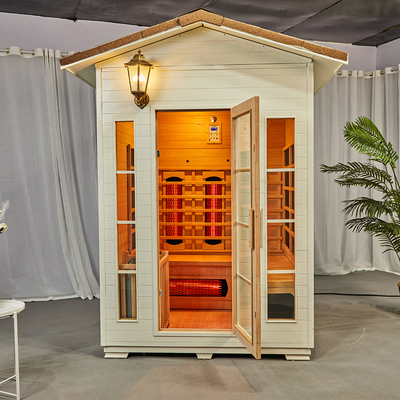 Sauna infravermelha exterior do vapor da cicuta de madeira contínua do OEM para a pessoa 3