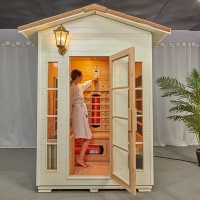 Sauna infravermelha exterior do vapor da cicuta de madeira contínua do OEM para a pessoa 3