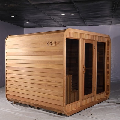 Sala vermelha de Cedar Wooden Outdoor Cube Sauna de 8 pessoas com fogão elétrico