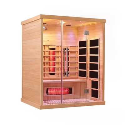 Sauna infravermelha distante da pessoa de madeira da cicuta 3 com luz colorida 2100 watts