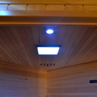 Sauna infravermelha distante interna de madeira de canto da pessoa da casa 3 - 4 do projeto com baixo EMF