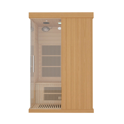 Sauna infravermelha distante Precut de madeira de 2 pessoas com a porta de vidro moderada transparente