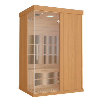 Sauna infravermelha distante Precut de madeira de 2 pessoas com a porta de vidro moderada transparente