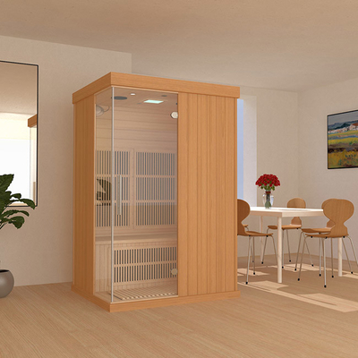 Sauna infravermelha distante Precut de madeira de 2 pessoas com a porta de vidro moderada transparente