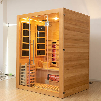 Sauna infravermelha a vapor de madeira compatível com Bluetooth para 3 pessoas para casa