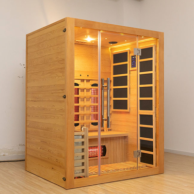 Sauna infravermelha a vapor de madeira compatível com Bluetooth para 3 pessoas para casa