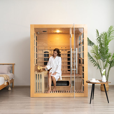 Sauna infravermelha a vapor de madeira compatível com Bluetooth para 3 pessoas para casa