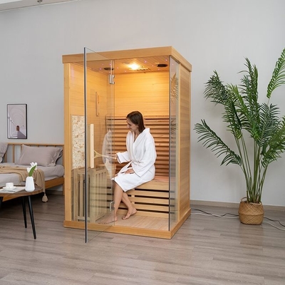 Sauna a vapor tradicional interior de madeira de cedro vermelho do Canadá para 2 pessoas para casa