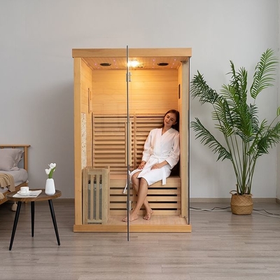 Sauna a vapor tradicional interior de madeira de cedro vermelho do Canadá para 2 pessoas para casa