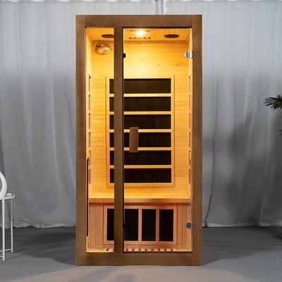 Espectro completo e sala de madeira da sauna da pessoa do calefator de painel 2 do carbono interna