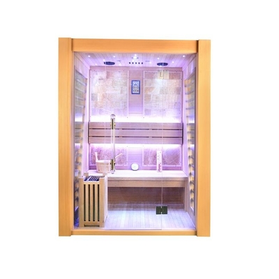 Sala interna da sauna do vapor da madeira da cicuta do tamanho de 3 pessoas com calefator elétrico