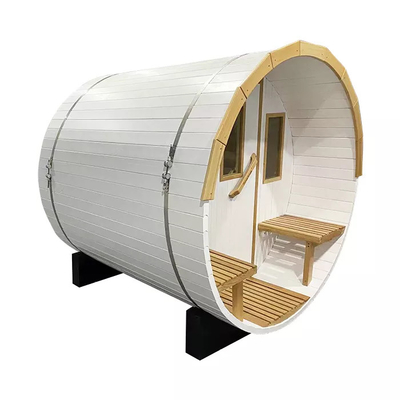 Projeto novo da sauna de madeira exterior branca do tambor de 4 pessoas do jardim