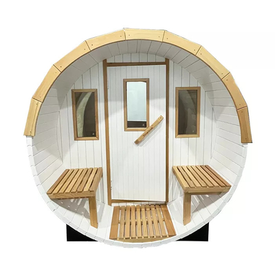 Projeto novo da sauna de madeira exterior branca do tambor de 4 pessoas do jardim
