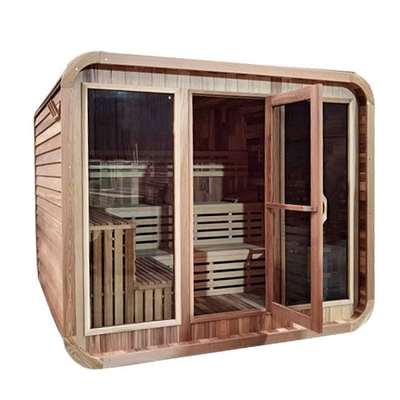 Cedar Steam Sauna Rounded Square rústico exterior com telhado da telha do betume