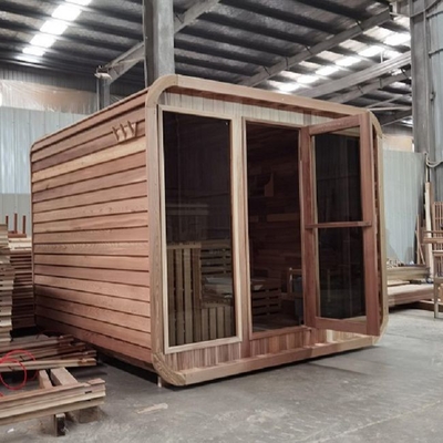 Cedar Steam Sauna Rounded Square rústico exterior com telhado da telha do betume
