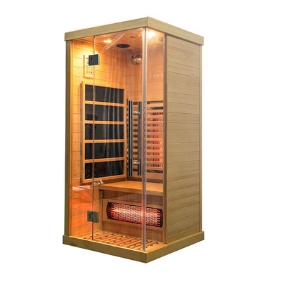 Pequeno de madeira da sauna infravermelha canadense luxuosa da casa da pessoa da cicuta 1 da madeira maciça
