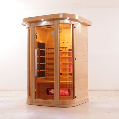 Espectro completo da madeira maciça de luxe e sauna infravermelha da pessoa do calefator 2 do carbono interna