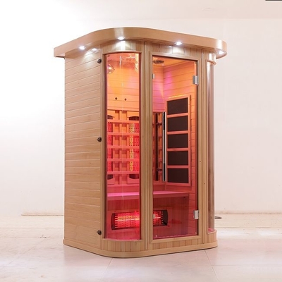 Espectro completo da madeira maciça de luxe e sauna infravermelha da pessoa do calefator 2 do carbono interna