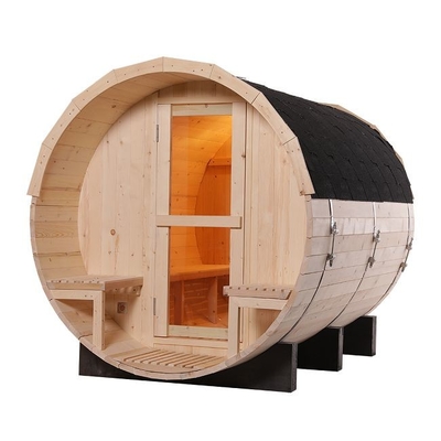 Sauna exterior do tambor do grande vapor tradicional da madeira maciça com o fogão 6KW