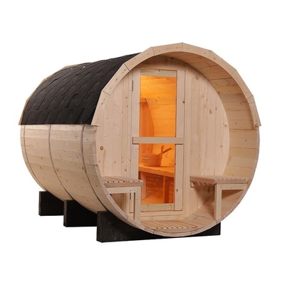 Sauna exterior do tambor do grande vapor tradicional da madeira maciça com o fogão 6KW