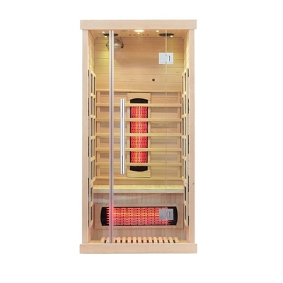 Sauna infravermelha distante de vidro moderada transparente com o calefator de painel completo do espectro e do carbono