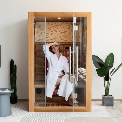 O luxo do fornecedor da fábrica relaxa a sala infravermelha distante de madeira da sauna para a pessoa 2