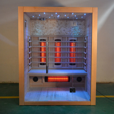 sauna infravermelha distante seca da pessoa infravermelha interna do cedro vermelho 3 da sauna da cicuta da madeira maciça 2100W
