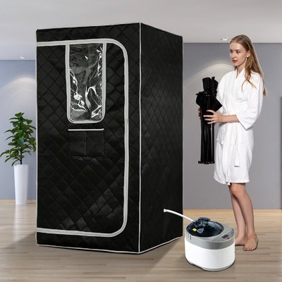 Sauna a vapor portátil de tamanho completo com controle de tempo de 0 a 99 minutos e janelas transparentes