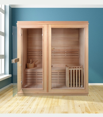 Sala de sauna de vapor tradicional de interior seco com fogão e pedra