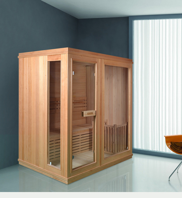 Sala de sauna de vapor tradicional de interior seco com fogão e pedra