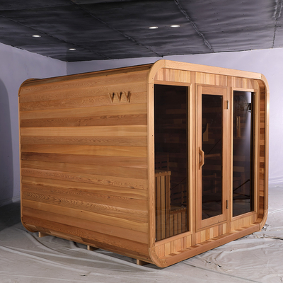 Sauna de cubo de madeira de cedro vermelho puro canadense Sala de sauna externa seca