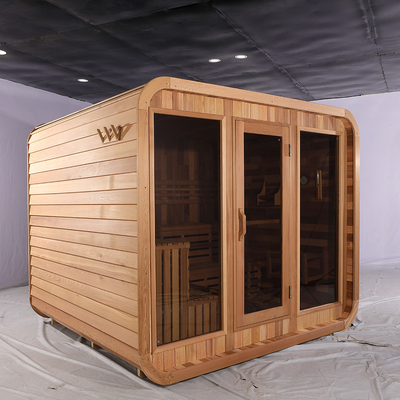 Sauna de cubo de madeira de cedro vermelho puro canadense Sala de sauna externa seca