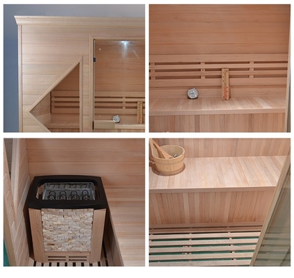 Portão de madeira Porta de madeira Sauna de vapor tradicional para 4 pessoas em ambientes internos