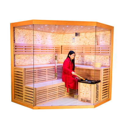 Sala de Sauna Tradicional em Casa de Luxo para 5 - 6 Pessoas Sala de Sauna de Vapor de Sal do Himalaia