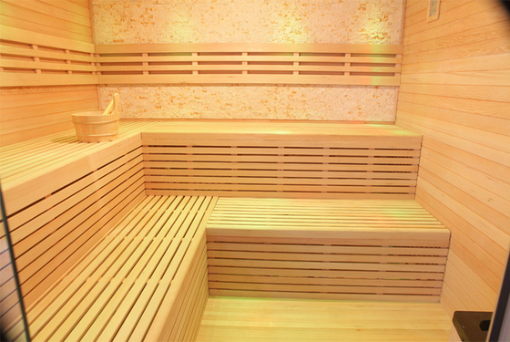 Sala de Sauna tradicional com fogão a vapor Premium Hemlock Sauna interior seca com vapor